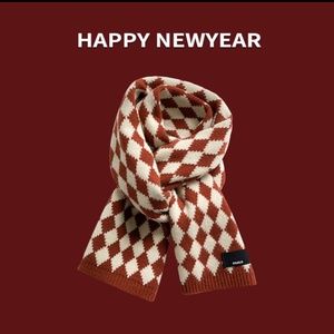 Warm Christmas and New year winter knitted scarf for women